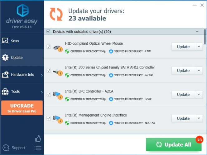 Update Drivers with Driver Easy