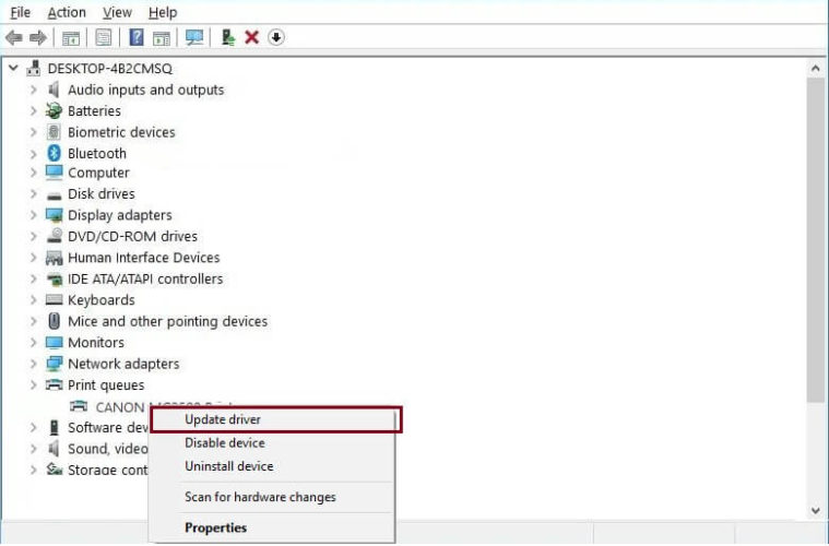 update-canon-printer-driver-using-device-manager