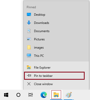 Pin File Explorer To Taskbar