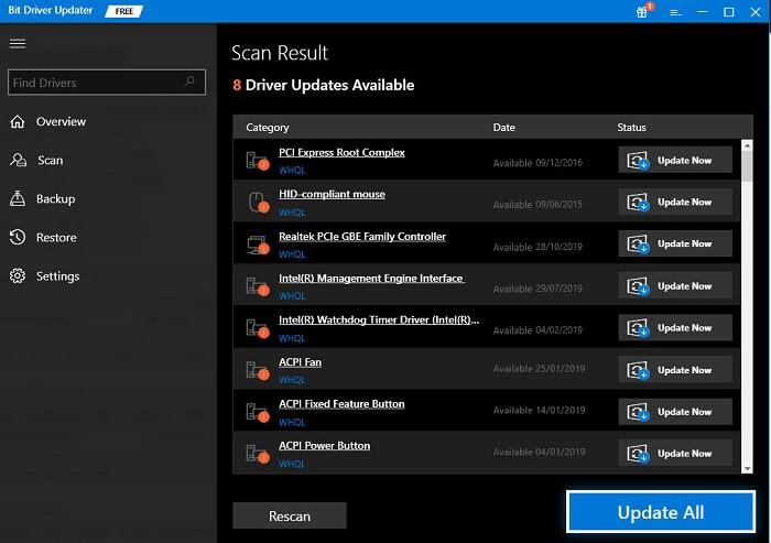 Bit Driver Updater will scan your PC