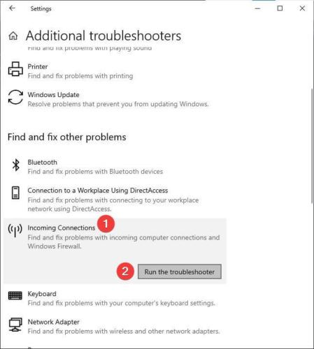 Locate Incoming Connections And Run The Troubleshooter