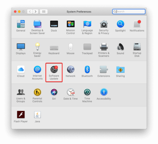 Select Software Update On Mac