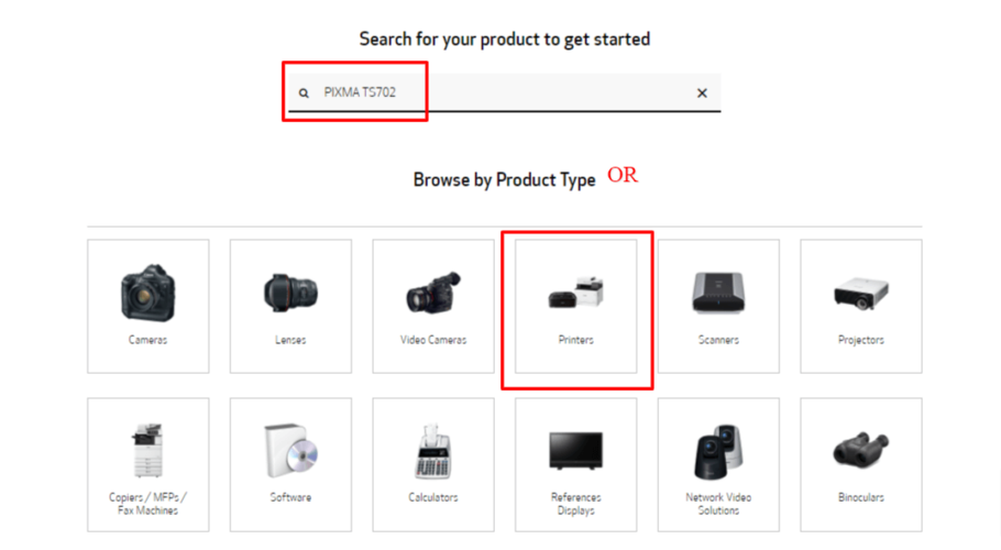 Select Your Canon Product By Product Name Or Category