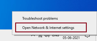 Click On Open Network And Internet Settings