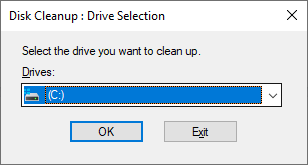 disk cleanup - drive selection