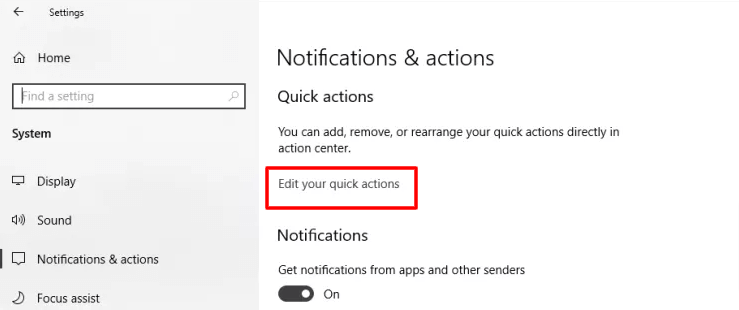 Edit Your Quick Actions In Notifications an Actions