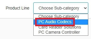 From Product Line Select PC Audio Codecs