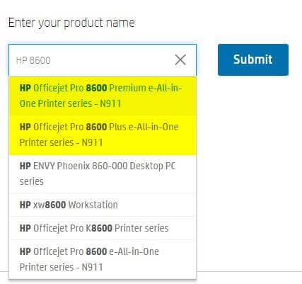 Select HP 8600 Printer Driver