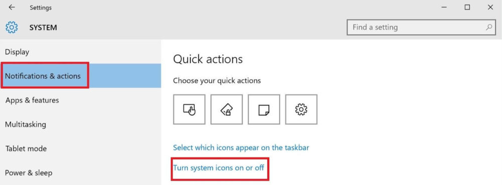Turn System Icons on or Off
