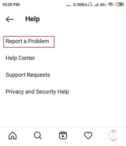 Report a Problem in Instagram