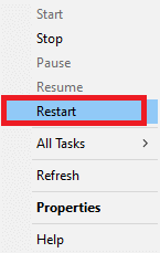 From the drop-down menu select the option to Restart the app