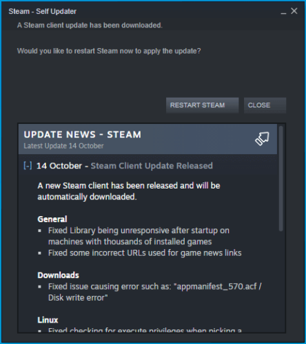 If Steam Asks You to Restart It, Do So