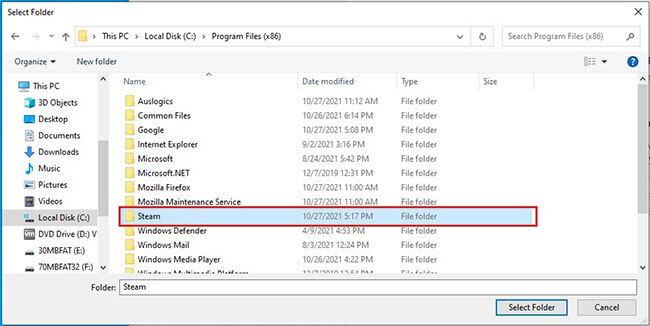 Navigate To The Games Folder To Exclude From Microsoft Defender Antivirus
