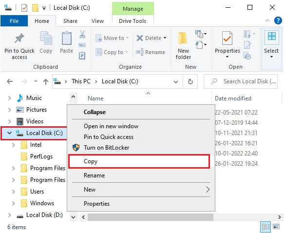 Select Copy From The Context Menu When Right Clicking The Icon