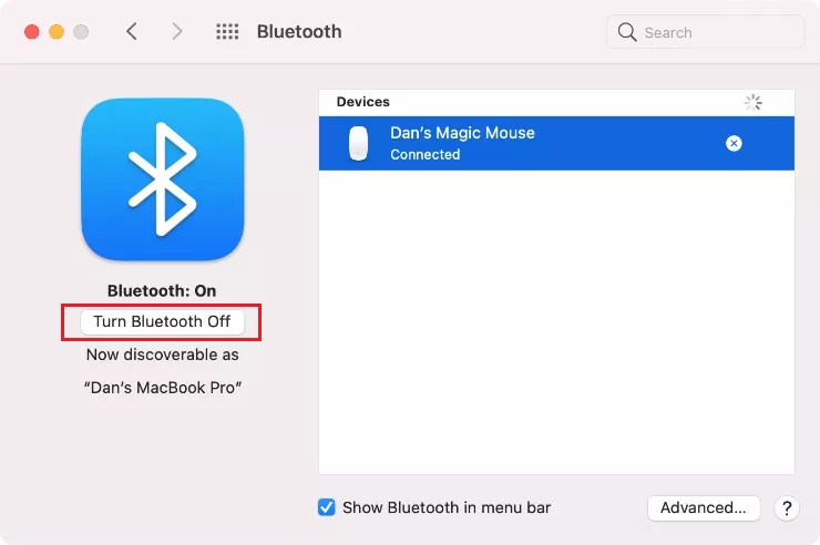 Turn off bluetooth on mac
