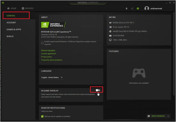 Turn Off In Game Overlay From Nvidia Geforce Experience