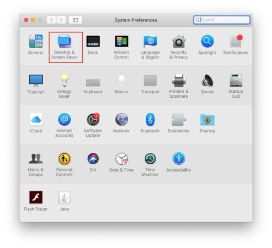 Choose Desktop & Screensaver From System Preferences On Mac