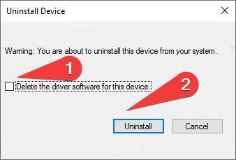 Click on Delete the Driver Software for this Device