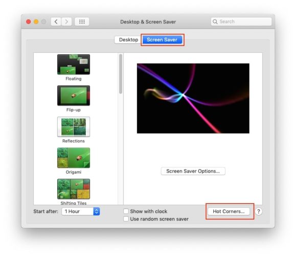Click On Hot Corners From Screensaver Settings On Mac