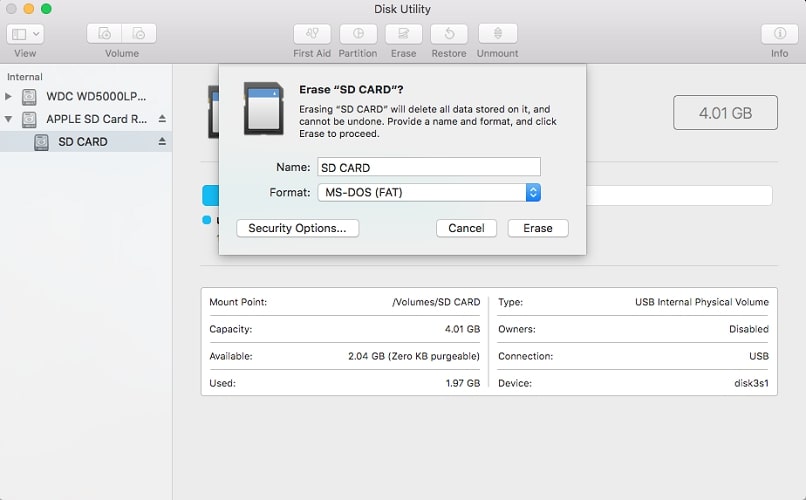 Erase SD Card on Mac