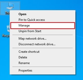 Right Click On My Computer And Choose Manage