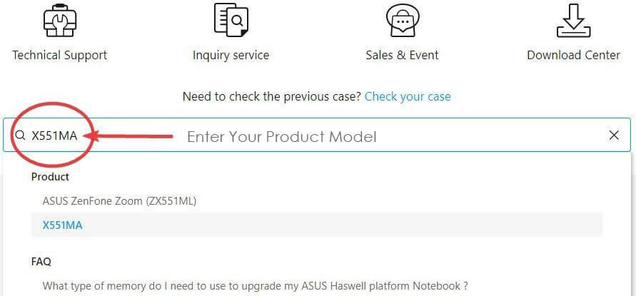 Search for your product to Download ASUS Driver