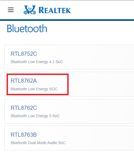 Select Your Realtek Bluetooth Device