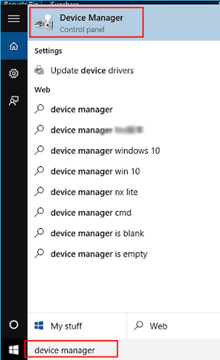 Device Manager in windows 10