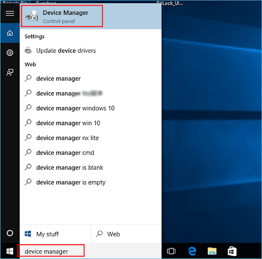 Device Manager in windows 10