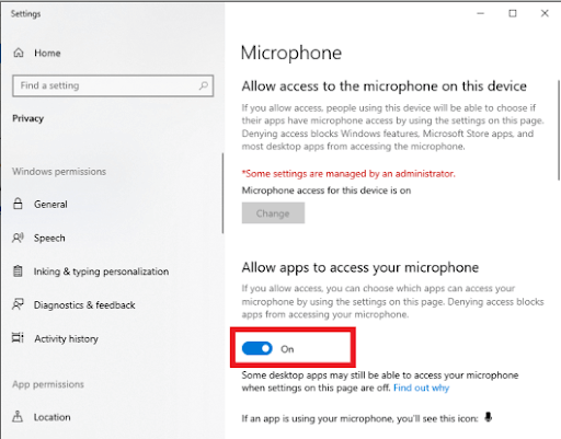 Allow apps to access your microphone