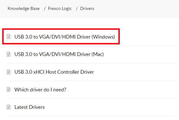 USB 3.0 to VGA,DVI,HDMI Driver Windows