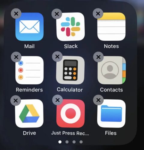 Long-press until the apps start to wiggle