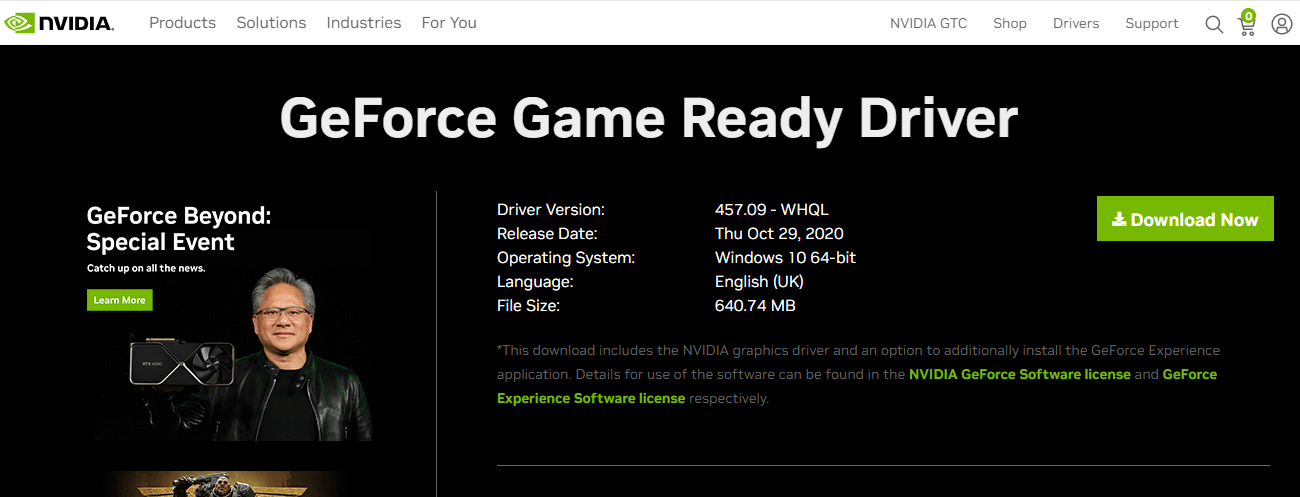 Nvidia Geforce GT 710 Driver and hit the Download button next to it