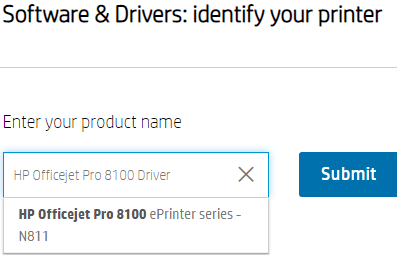 Type HP Officejet Pro 8100 driver