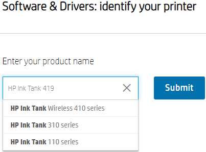 type HP Ink Tank 419 in the search box and hit Enter