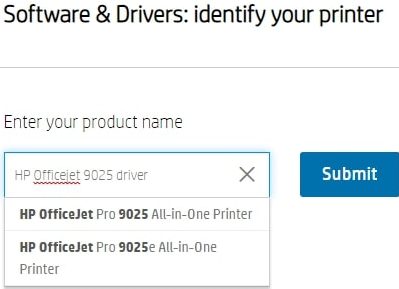 type HP Officejet 9025 driver and hit Enter
