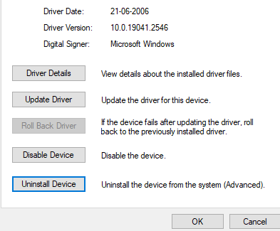 click on the Upinstall device button